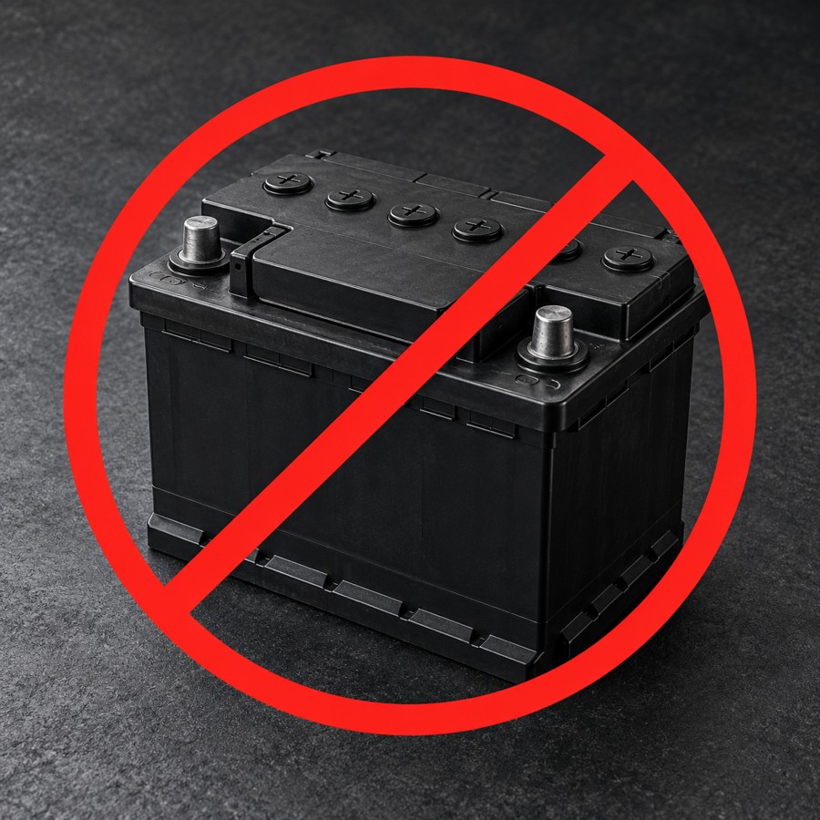 Lead-acid battery crossed out