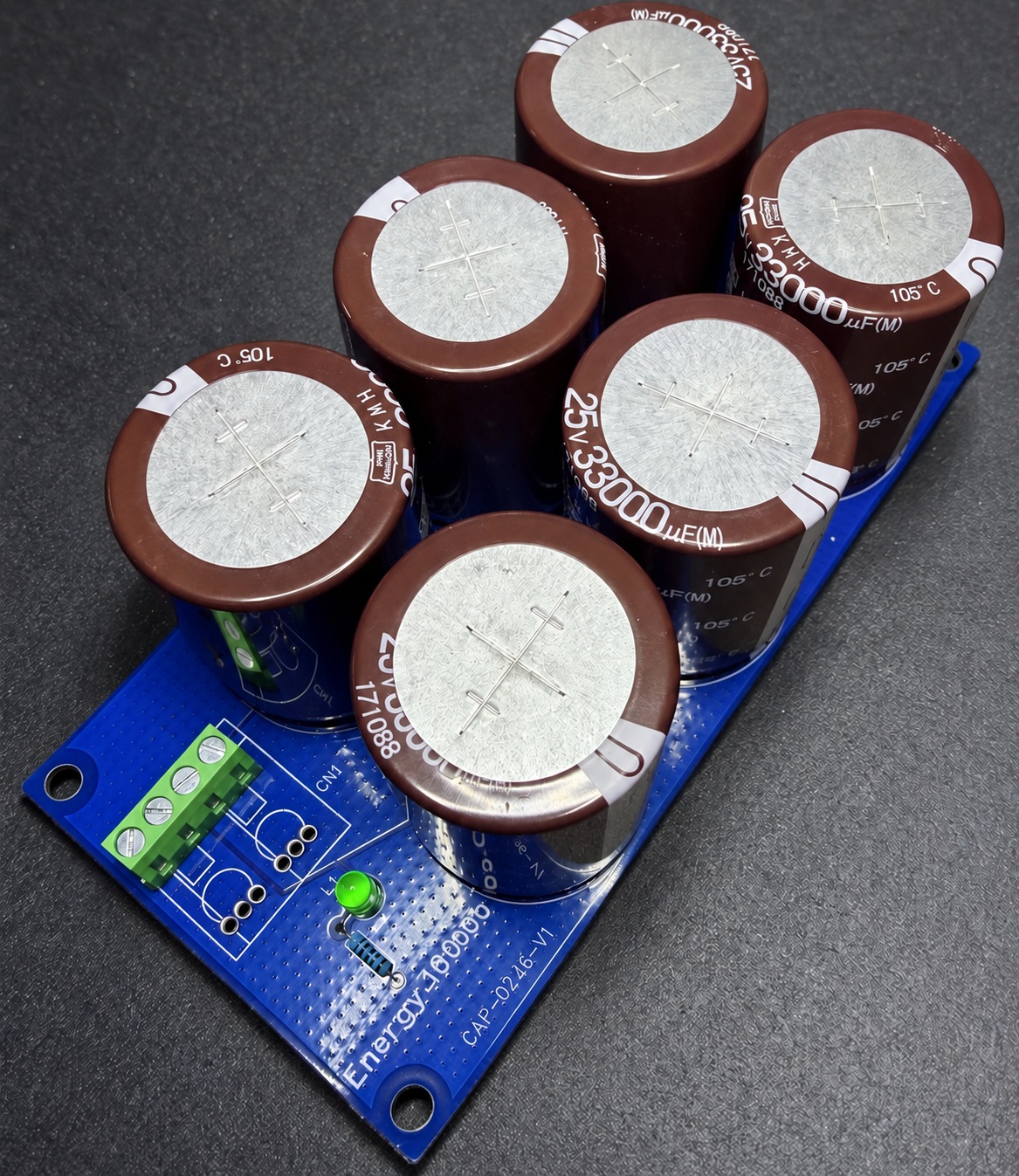 Energy360 198,000 microfarad bank with six capacitors