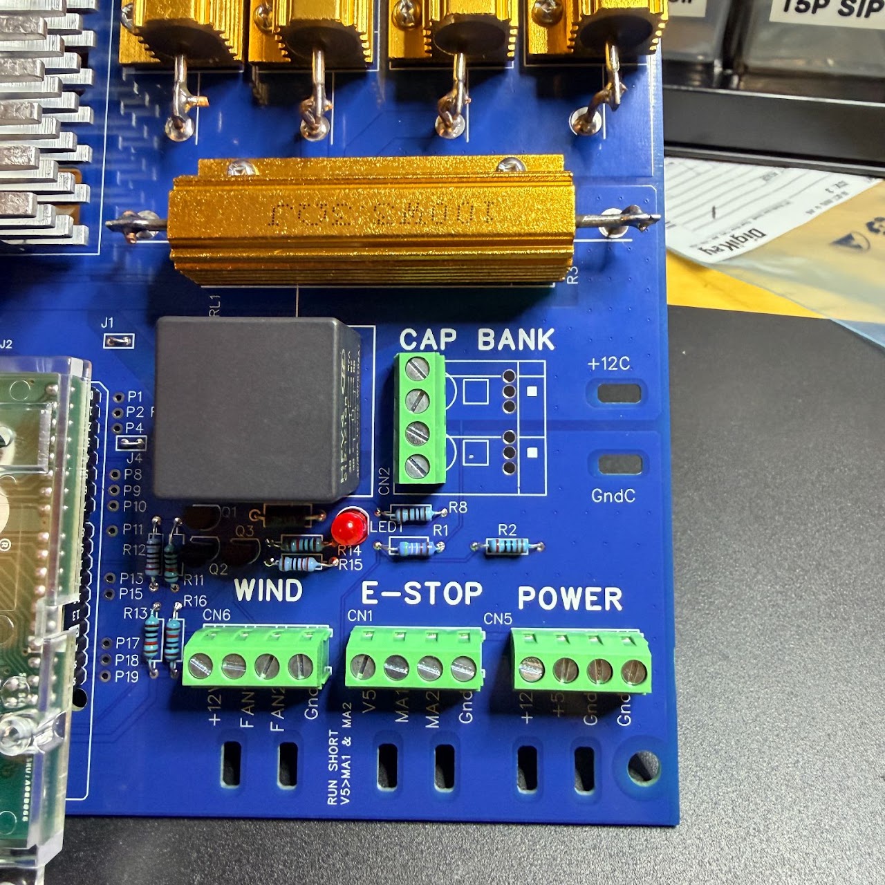 Main board terminals for wind, emergency stop and power