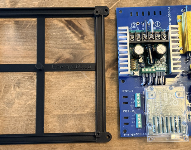 Actual Energy360 main board mounting frame beside the main circuit board