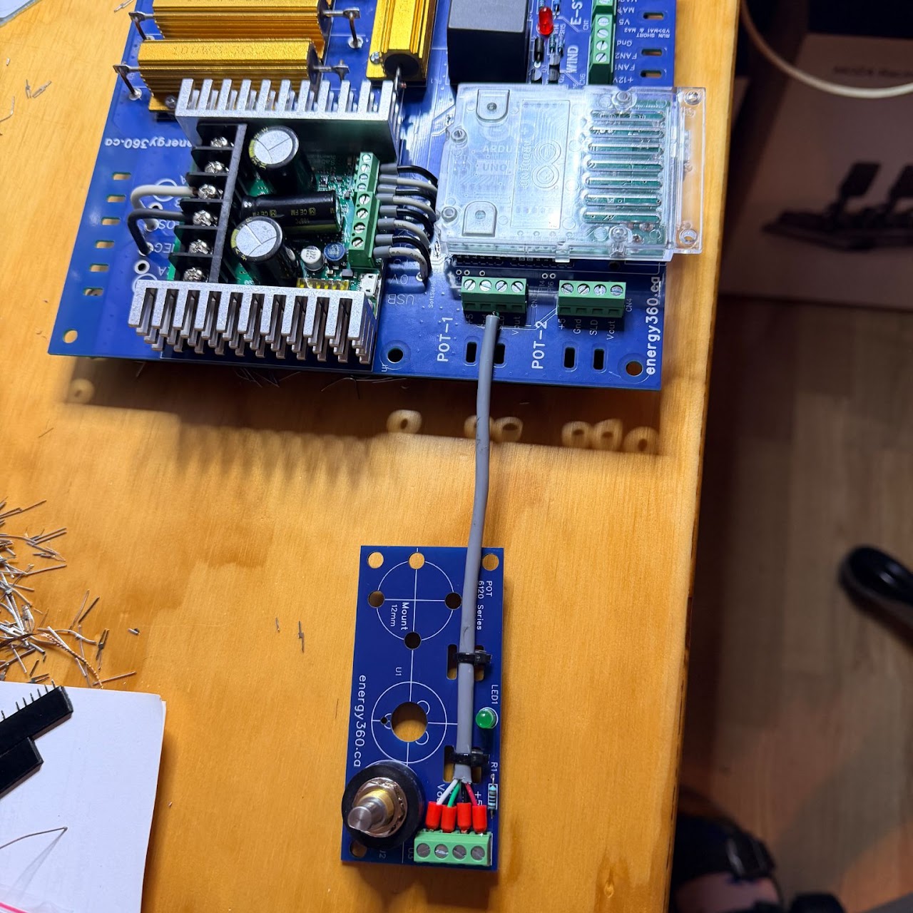 Main board connected to a position sensor board
