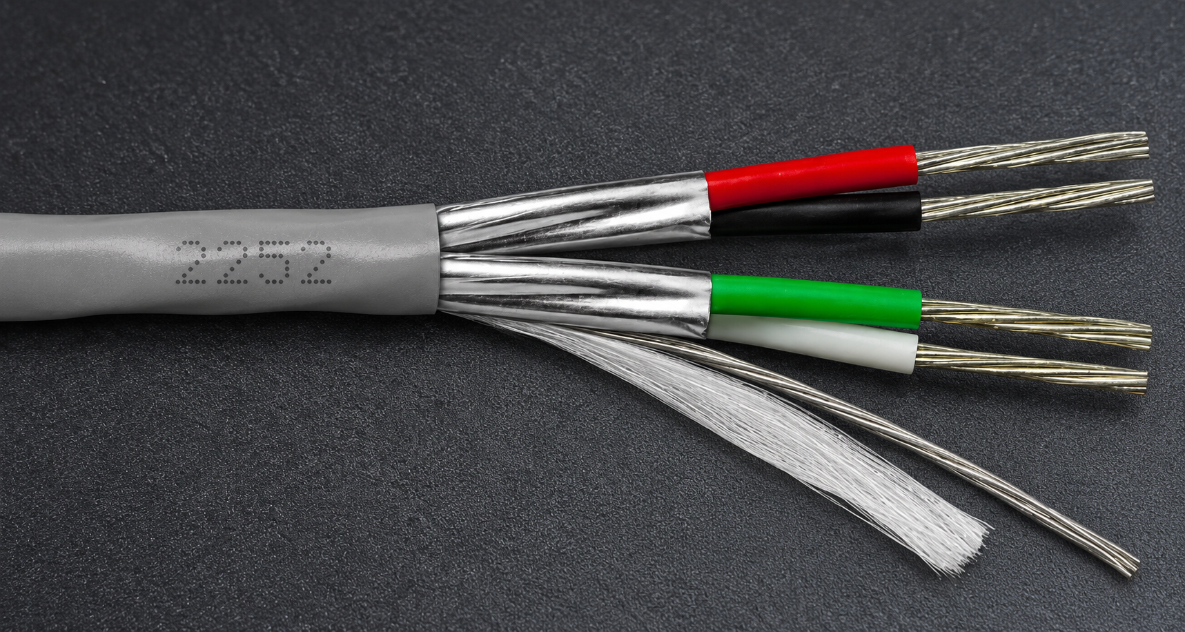22 AWG cable with two individually shielded twisted pairs and one common drain wire