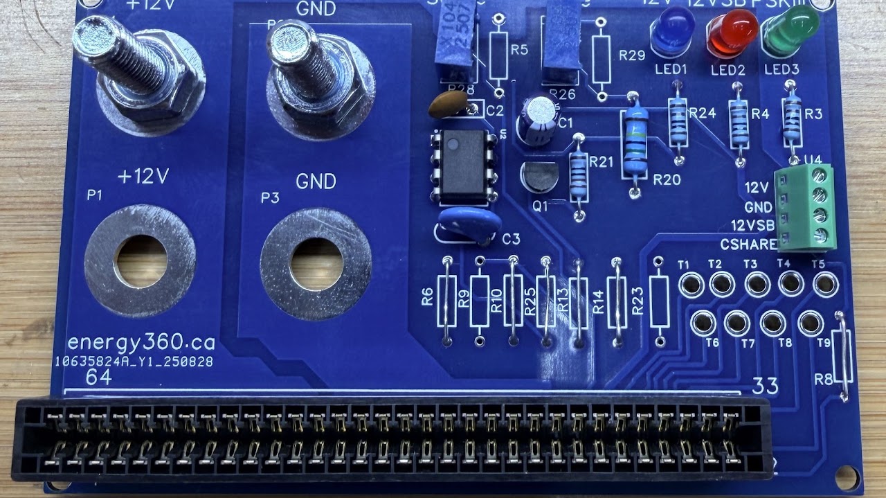 Close view of Energy360 power interface PCB