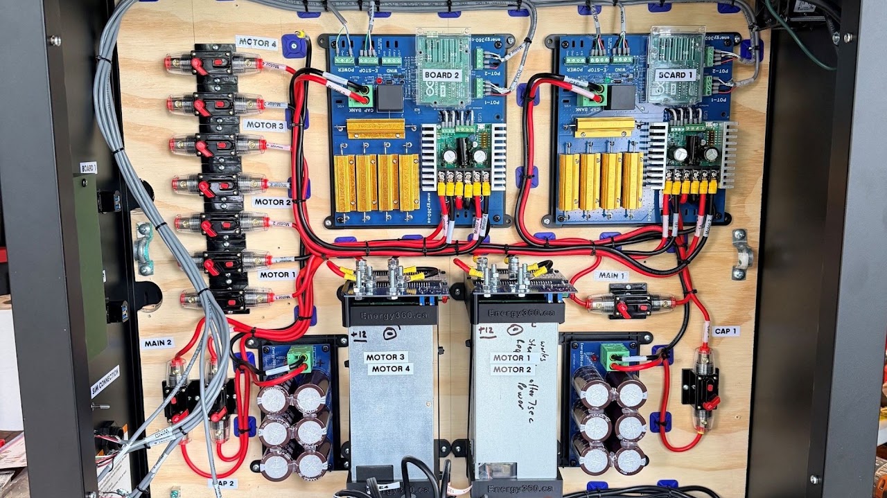 Actual Energy360 motion rig electronics installed in a cabinet
