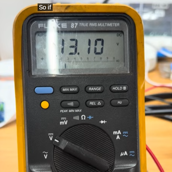 Voltmeter displaying adjusted supply voltage